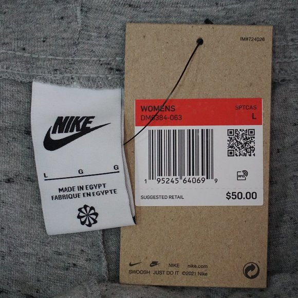 NEW Nike Sweatpants Woman's Large White Heathered Loose Fit Mid Rise Joggers - Picture 6 of 6